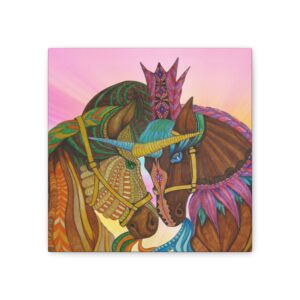 Magical King and Queen Unicorn Canvas Art – Colorful Fantasy Wall Decor