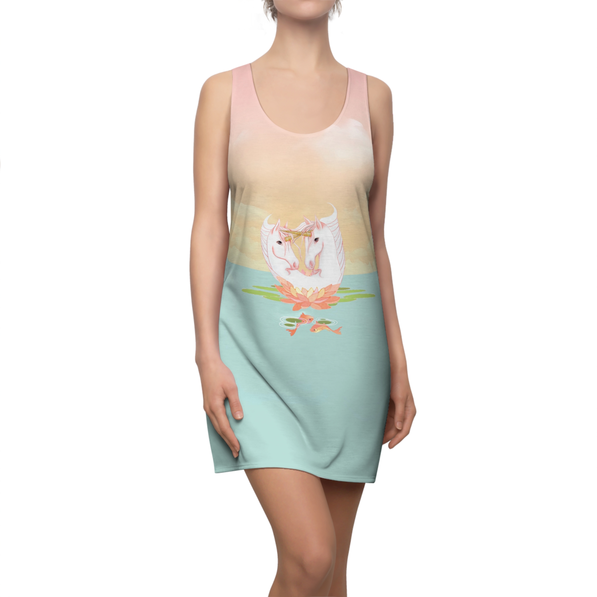 Unicorn Art Print Razorback Dress by Unicorn Artist, Gina Befera,
