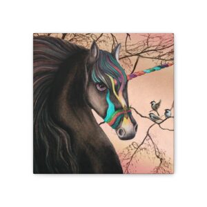 Limited Edition Unicorns and Chickadees Canvas Art by Gina Befera