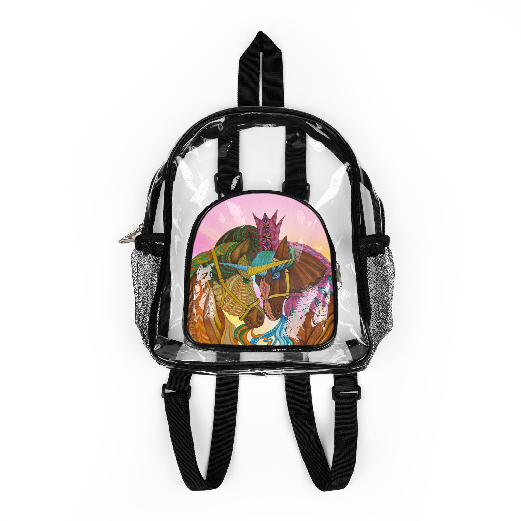 Clear Stadium Backpack with Limited Edition King and Queen Unicorn Art