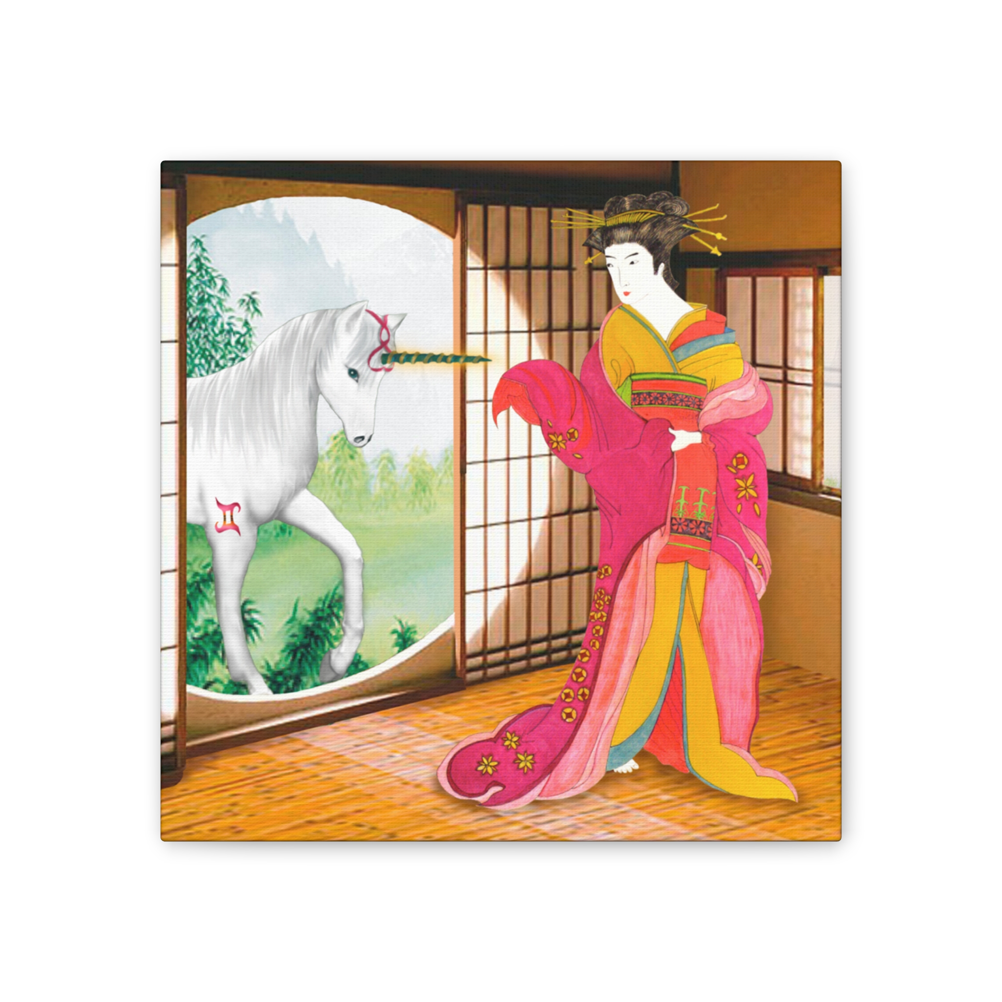 Geshia and Unicorn Canvas Art – Colorful Fantasy Wall Decor