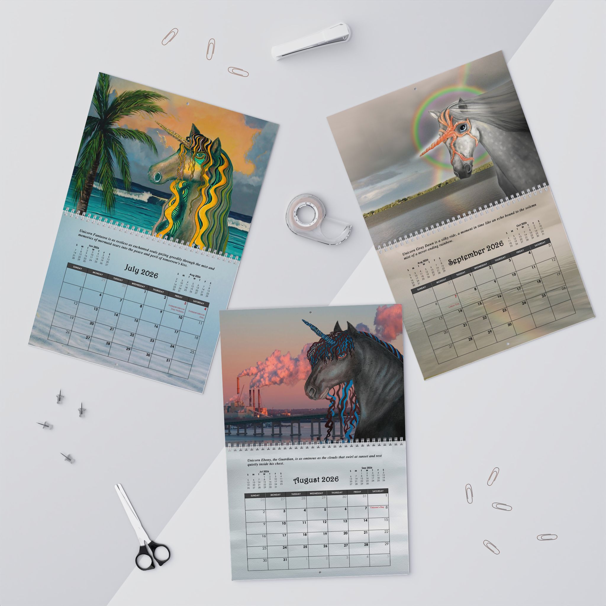 2026 Unicorn Art Calendar by Gina Befera